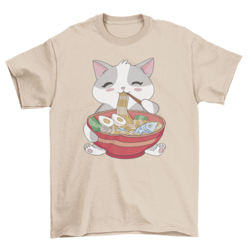 Cat animal eating ramen t-shirt - Big J's Showstoppin' Store